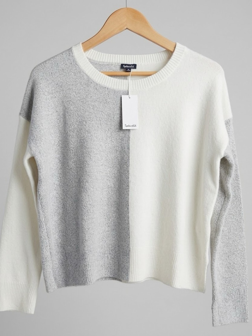 Splendid Color Block Sweater Gray & Ivory Size Small NWT